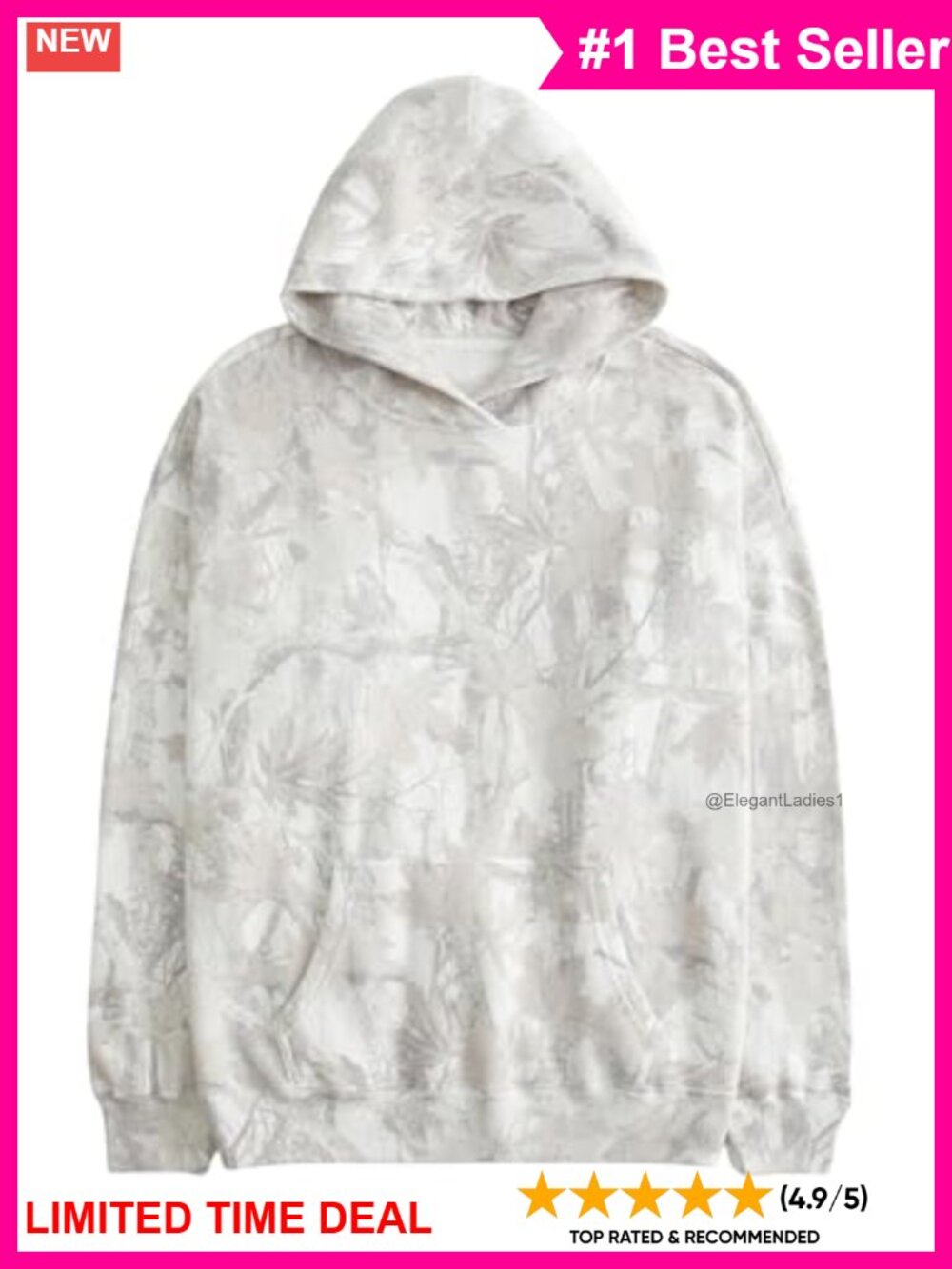 Oversized Fleece Camo Hoodie Maple Leaf Pullover Pocket Sweatshirt